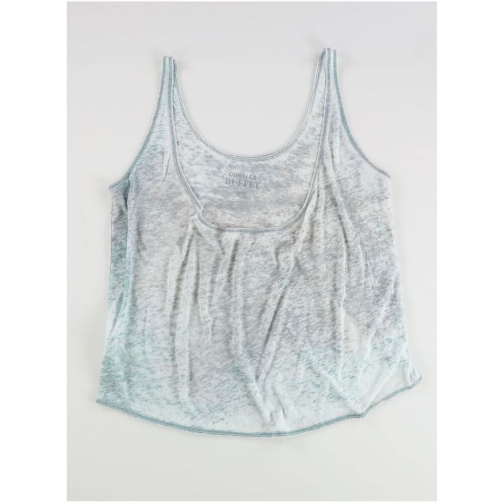 Gorilla Buffet Womens Oversized Burnout Print Tank Top, Green, XS, DM